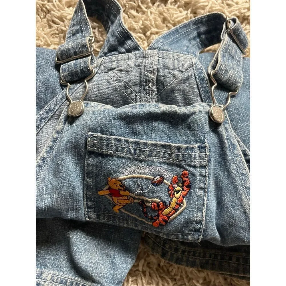 Vintage Embroidered Winnie The Pooh Tigger Overalls  18M Denim Football 68